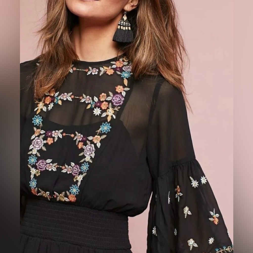 Anthropologie/Maeve Anfisa Embroidered Dress - Size 12 - Picture 2 of 9